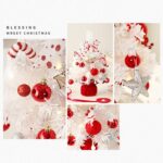 Caja de música giratoria LED de 50cm, Mini Adornos para árbol de Navidad de escritorio, decoraciones navideñas, 50cm (Red White) - Imagen 3
