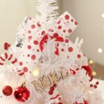 Caja de música giratoria LED de 50cm, Mini Adornos para árbol de Navidad de escritorio, decoraciones navideñas, 50cm (Red White) - Imagen 5
