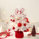 Caja de música giratoria LED de 50cm, Mini Adornos para árbol de Navidad de escritorio, decoraciones navideñas, 50cm (Red White) - Imagen 7
