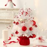 Caja de música giratoria LED de 50cm, Mini Adornos para árbol de Navidad de escritorio, decoraciones navideñas, 50cm (Red White) - Imagen 8