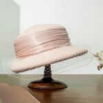 Sombrero decorativo de malla superior redonda de boina de fieltro de lana de otoño e invierno, Pink