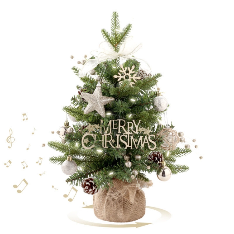 TBD0604172601A.jpg Caja de música giratoria LED de 50cm, Mini árbol de Navidad de escritorio, adornos decorativos navideños, 50cm (Green) - Imagen 1