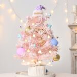 Caja de música giratoria LED de 50cm, Mini árbol de Navidad de escritorio, adornos decorativos navideños, 50cm (Macaroon) - Imagen 7