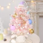 Caja de música giratoria LED de 50cm, Mini árbol de Navidad de escritorio, adornos decorativos navideños, 50cm (Macaroon) - Imagen 8