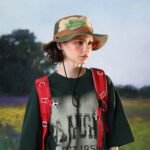 Sombrero de pescador de montañismo retro, sombrero de protección solar con parches, gorra de vaquero al aire libre, One Size 55-59cm - Imagen 5