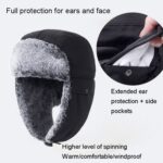 Gorro a prueba de viento para exteriores, gorro de algodón grueso para invierno, gorro cálido a prueba de frío para montar, 58-62cm (Black) - Imagen 5