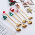 Juego de tenedor y cuchara de postre navideño, vajilla portátil de dibujos animados, 2 unidades por paquete, Christmas Small Tree Silver - Imagen 4