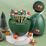 Juego de tenedor y cuchara de postre navideño, vajilla portátil de dibujos animados, 2 unidades por paquete, Christmas Small Tree Silver - Imagen 8