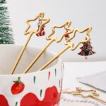 Cuchara agitadora navideña, tenedor de postre, vajilla de estrella de Nochebuena, regalo, 2pcs /Pack A410 - Imagen 5