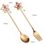 Juego de cubiertos con colgante de estrella, cuchara y tenedor de acero inoxidable navideño, 4 unidades por paquete, 410 Spoon - Imagen 2