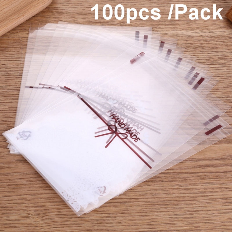 TBD0604182602.jpg Bolsas autoadhesivas para galletas con lazo de encaje blanco, embalaje para hornear, 100pcs /Pack 10x10cm - Imagen 1