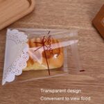 Bolsas autoadhesivas para galletas con lazo de encaje blanco, embalaje para hornear, 100pcs /Pack 15x15cm - Imagen 4