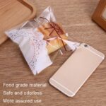 Bolsas autoadhesivas para galletas con lazo de encaje blanco, embalaje para hornear, 100pcs /Pack 7x7cm - Imagen 5