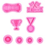 Trofeo de coche deportivo, medalla, neumático, molde de silicona, pegamento, vela de yeso, molde decorativo para hornear, 8pcs /Set