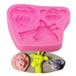 Dibujos animados animales tridimensionales fondant molde de silicona decoración de pasteles herramientas para hornear, 0599