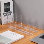 Estantería de acrílico para almacenamiento de libros, sujetalibros de escritorio, estantería de papelería para oficina, Thicken Transparent With Groove