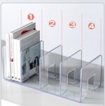 Estantería de acrílico para almacenamiento de libros, sujetalibros de escritorio, estantería de papelería para oficina, Thicken Green - Imagen 3