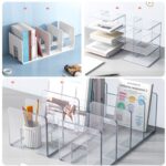 Estantería de acrílico para almacenamiento de libros, sujetalibros de escritorio, estantería de papelería para oficina, Thicken Green - Imagen 4