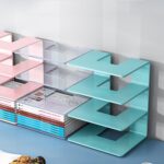Estantería de acrílico para almacenamiento de libros, sujetalibros de escritorio, estantería de papelería para oficina, Thicken Green - Imagen 6