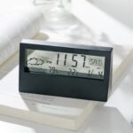 Reloj de escritorio electrónico LCD, pantalla Digital, medidor multifuncional de temperatura y humedad, despertador, Transparent Black