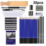 Juego de lápices para bocetos de pintura 35 en 1, herramientas de dibujo profesionales, 35-in-1