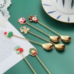 4 unids/pack regalo de Navidad cuchara fruta de dibujos animados tenedor postre cuchara para café, D - Imagen 4