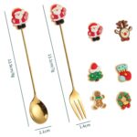 2 unids/pack regalo de Navidad cuchara fruta de dibujos animados tenedor postre cuchara para café, Tree (Blue Box) - Imagen 2