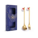 Cuchara mezcladora navideña, tenedor de fruta con cubiertos colgantes, paquete de 2 unidades, Elderly (Blue Box)