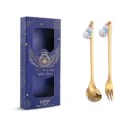 Cuchara mezcladora navideña, tenedor de fruta con cubiertos colgantes, paquete de 2 unidades, Snowman (Blue Box)