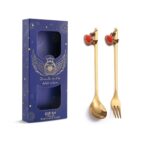 Cuchara mezcladora navideña, tenedor de fruta con cubiertos colgantes, paquete de 2 unidades, Elk (Blue Box)
