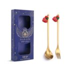 Cuchara mezcladora navideña, tenedor de fruta con cubiertos colgantes, paquete de 2 unidades, Fubuku (Blue Box)