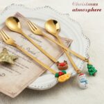 Cuchara mezcladora navideña, tenedor de fruta con cubiertos colgantes, paquete de 2 unidades, Elk (Pink Box) - Imagen 4