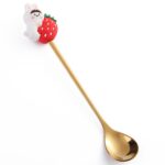 Cuchara de café de acero inoxidable, tenedor de fruta de dibujos animados, vajilla bonita para niños, Strawberry Rabbit Spoon