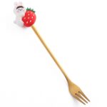 Cuchara de café de acero inoxidable, tenedor de fruta de dibujos animados, vajilla bonita para niños, Strawberry Rabbit Fork