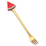 Cuchara de café de acero inoxidable, tenedor de fruta de dibujos animados, vajilla bonita para niños, Watermelon Fork