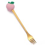 Cuchara de café de acero inoxidable, tenedor de fruta de dibujos animados, vajilla bonita para niños, Peach Fork