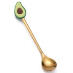 Cuchara de café de acero inoxidable, tenedor de fruta de dibujos animados, vajilla bonita para niños, Avocado Spoon