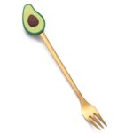 Cuchara de café de acero inoxidable, tenedor de fruta de dibujos animados, vajilla bonita para niños, Avocado Fork