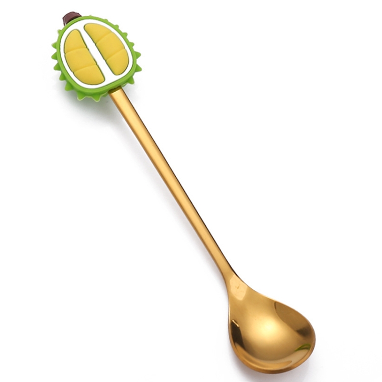 TBD0604201313.jpg Cuchara de café de acero inoxidable, tenedor de fruta de dibujos animados, vajilla bonita para niños, Durian Spoon - Imagen 1