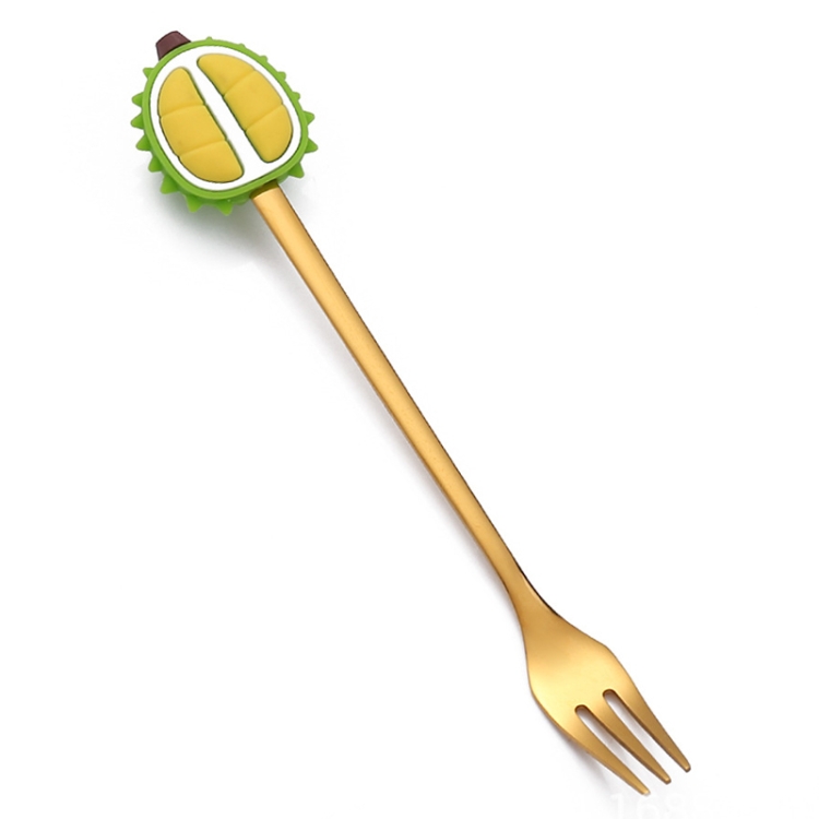 TBD0604201314.jpg Cuchara de café de acero inoxidable, tenedor de fruta de dibujos animados, vajilla bonita para niños, Durian Fork - Imagen 1