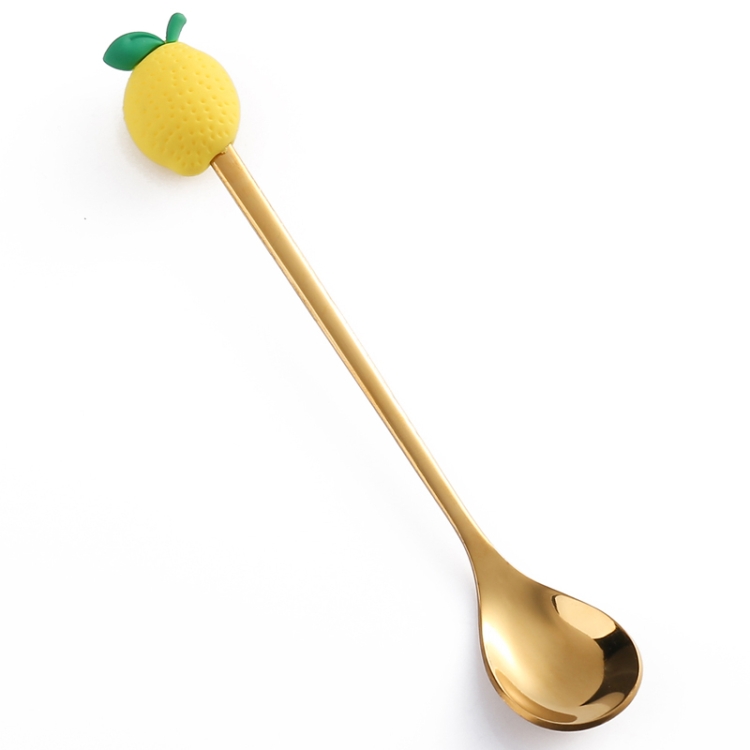 TBD0604201317.jpg Cuchara de café de acero inoxidable, tenedor de fruta de dibujos animados, vajilla bonita para niños, Little Lemon Spoon - Imagen 1