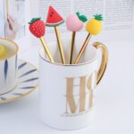 Cuchara de café de acero inoxidable, tenedor de fruta de dibujos animados, vajilla bonita para niños, Peach Spoon - Imagen 4