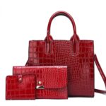 Bolso de mujer 3 en 1 Bolso de hombro grande con patrón de cocodrilo versátil simple