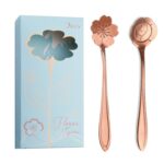 Juego de cubiertos de cuchara y tenedor de acero inoxidable de 2 piezas / paquete, Rose Gold Spoon+Light Blue Box