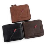 MenBense Cartera corta con cremallera para hombre, monedero de gran capacidad, clip para dinero con múltiples tarjetas - Imagen 2