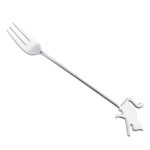 Cuchara agitadora para mascotas de dibujos animados de acero inoxidable 304, tenedor para fruta, cuchara para postre, Beckon Cat Fork (Silver)