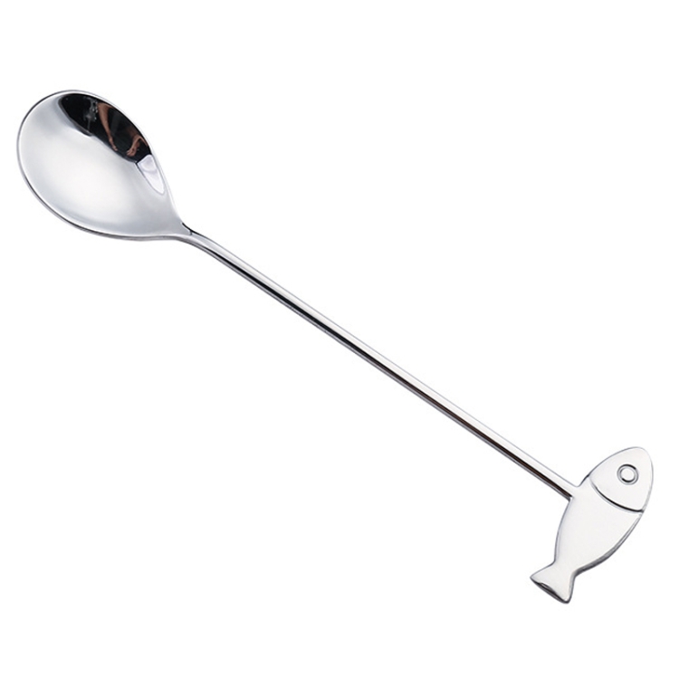 TBD0604206605.jpg Cuchara agitadora para mascotas de dibujos animados de acero inoxidable 304, tenedor para fruta, cuchara para postre, Fish Spoon (Silver) - Imagen 1