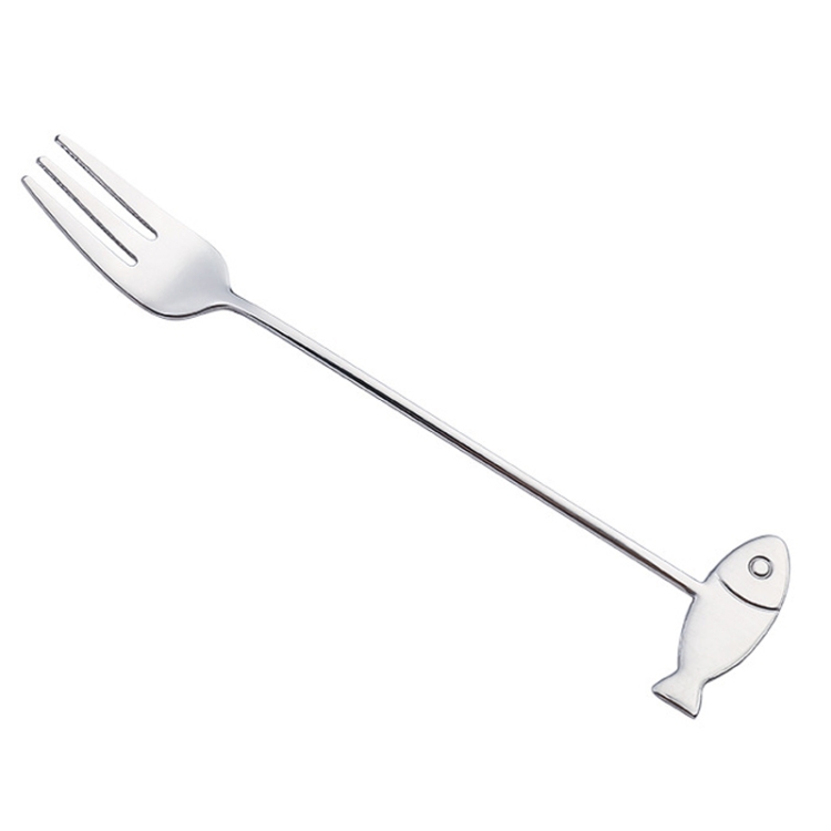 TBD0604206606.jpg Cuchara agitadora para mascotas de dibujos animados de acero inoxidable 304, tenedor para fruta, cuchara para postre, Fish Fork (Silver) - Imagen 1