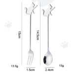 Cuchara agitadora para mascotas de dibujos animados de acero inoxidable 304, tenedor para fruta, cuchara para postre, Beckon Cat Fork (Gold) - Imagen 2