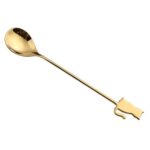 Cuchara agitadora para mascotas de dibujos animados de acero inoxidable 304, tenedor para fruta, cuchara para postre, Back Cat Spoon (Gold)